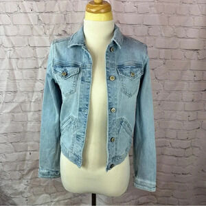 hollister denim jean jacket light wash sz small cotton blend boho western